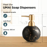 UMAI Liquid Soap Dispenser | Stoneware | Bathroom Sanitizer, Lotion, Shampoo Dispenser | Ceramic Handwash Bottle for Kitchen | Soap Dispenser for Wash Basin | Bathroom Accessories (Pack of 3)
